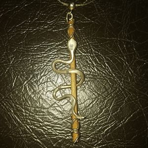 RARE caduceus snake necklace . Vintage.